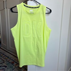 DKNY Sport Women's Zest Yellow Embossed DKNY Muscle Tank Top Size Small